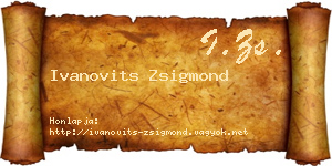 Ivanovits Zsigmond névjegykártya